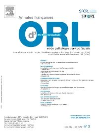 Annales Françaises d'Oto-Rhino-Laryngologie et de pathologie cervico-faciale