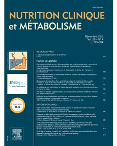 Nutrition clinique et m&eacute;tabolisme