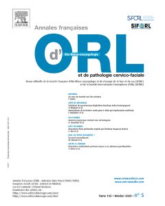 Annales Fran&ccedil;aises d'Oto-Rhino-Laryngologie et de pathologie cervico-faciale